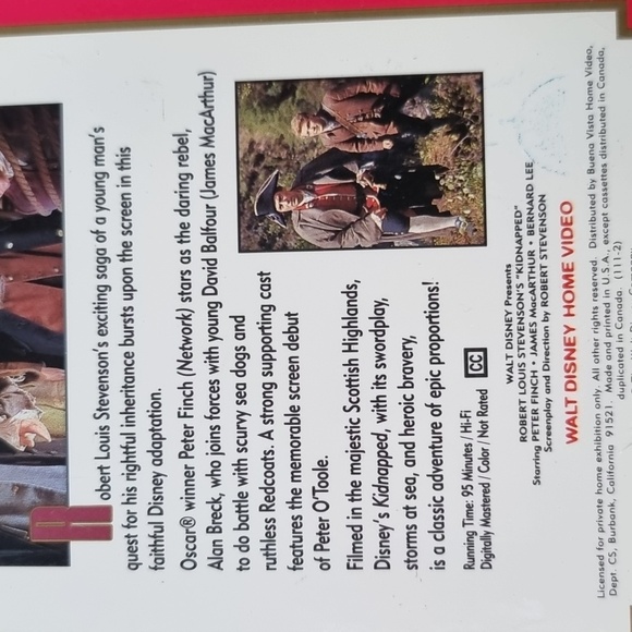 🆕️ Walt Disney's 'Kidnapped' Vintage VHS Movie - Picture 5 of 5